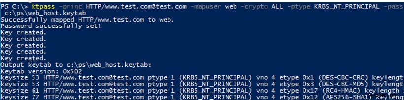 सक्रिय निर्देशिका में Kerberos प्रमाणीकरण के लिए एक Keytab फ़ाइल बनाना 