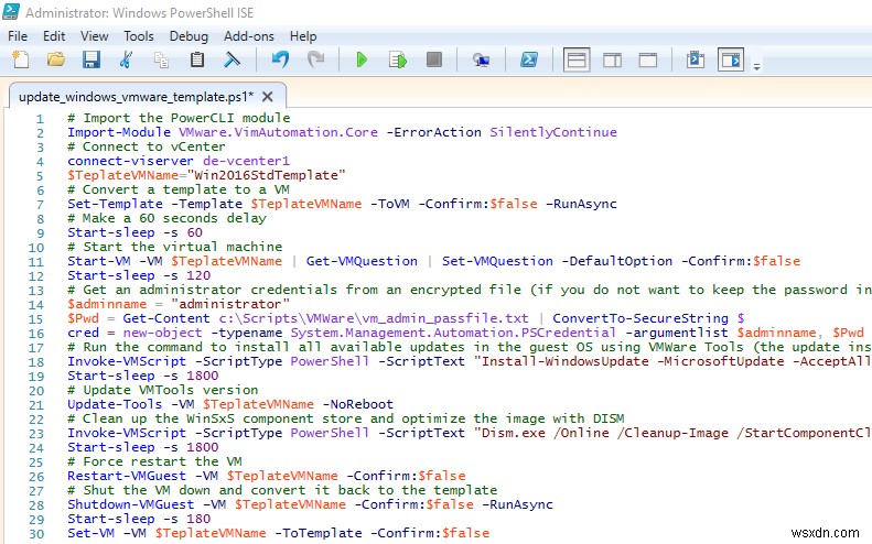 PowerShell के साथ VMWare पर Windows VM टेम्प्लेट अपडेट करना 