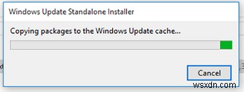 विंडोज अपडेट अपडेट कैश में पैकेज कॉपी करने पर अटक जाता है 