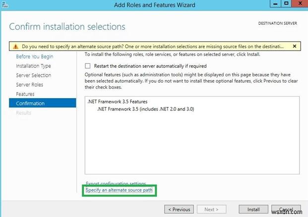 Windows Server 2012 R2 पर .NET Framework 3.5 कैसे स्थापित करें 