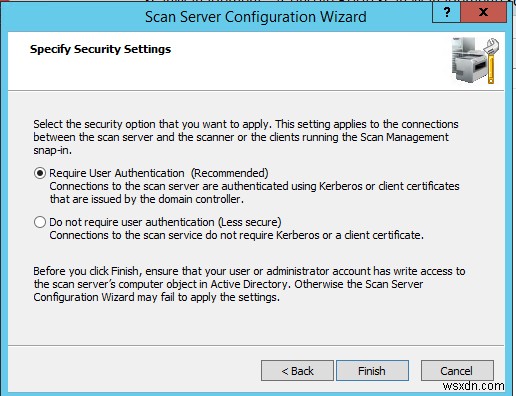 Windows Server 2012 R2 पर वितरित स्कैन सर्वर को कॉन्फ़िगर करना 