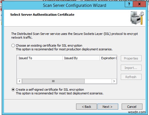 Windows Server 2012 R2 पर वितरित स्कैन सर्वर को कॉन्फ़िगर करना 