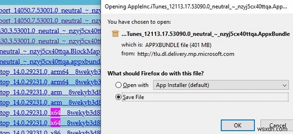 कैसे ऑफलाइन स्थापना के लिए माइक्रोसॉफ्ट स्टोर से appx फ़ाइल डाउनलोड करने में? 