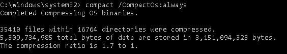 विंडोज 10 कॉम्पैक्ट ओएस:डिस्क फुटप्रिंट को कम करना 