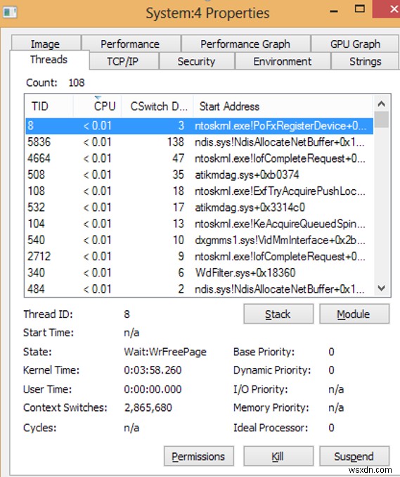 विंडोज 10 में Ntoskrnl.exe (सिस्टम) प्रक्रिया द्वारा उच्च CPU उपयोग 