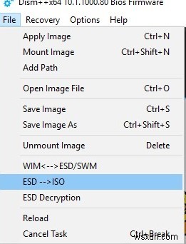 Windows 10 में Install.ESD को बूट करने योग्य .ISO छवि में कैसे बदलें 