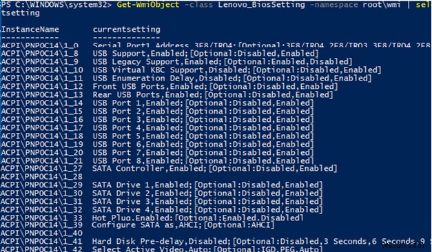 BIOS सेटिंग्स को देखने और बदलने के लिए PowerShell का उपयोग करना 