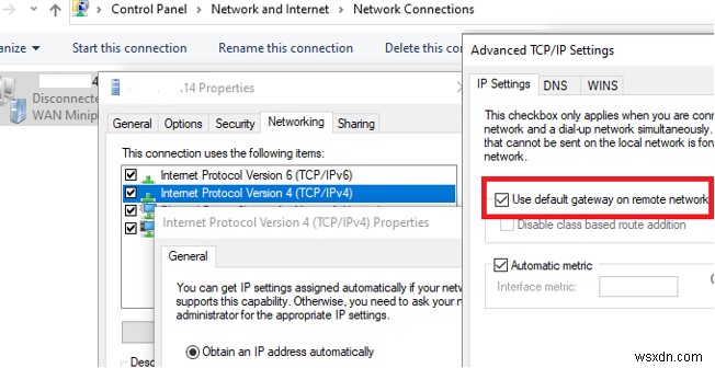 विंडोज 10:वीपीएन सर्वर से कनेक्ट होने के बाद कोई इंटरनेट कनेक्शन नहीं 