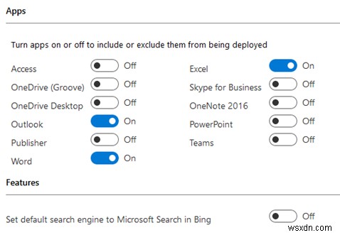 Office 2016/Office 365 में केवल विशिष्ट ऐप्स कैसे स्थापित करें? 