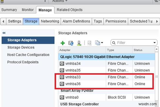 VMWare ESXi FC HBA एडेप्टर का पता नहीं लगाता है 