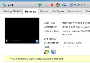 VMWare:वर्चुअल मशीन डिस्क समेकन की आवश्यकता है 