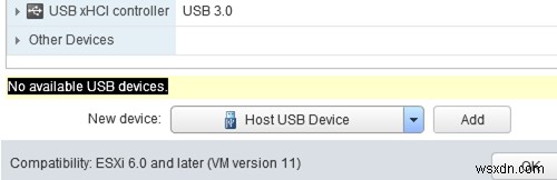 VMWare ESXi से वर्चुअल मशीन में USB डिवाइस पासथ्रू को कॉन्फ़िगर करना 