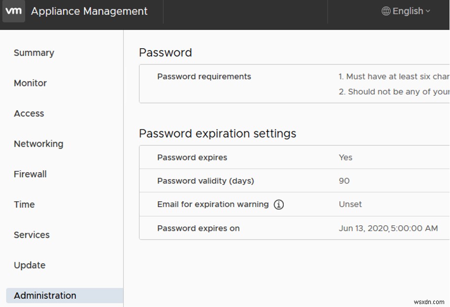 VMWare vSphere:पासवर्ड समाप्ति सेटिंग्स का प्रबंधन 