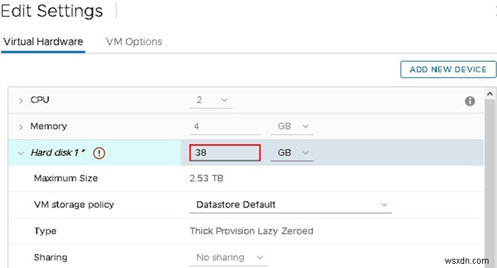 VMWare ESXi . पर VMDK वर्चुअल डिस्क का आकार सिकोड़ना 