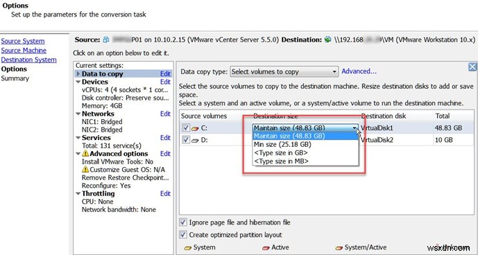VMWare ESXi . पर VMDK वर्चुअल डिस्क का आकार सिकोड़ना 