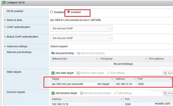 VMware ESXi पर iSCSI डेटास्टोर (LUN) को कॉन्फ़िगर करना 