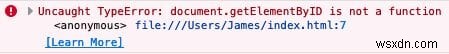 JavaScript document.getElementByID कोई फ़ंक्शन नहीं है समाधान 