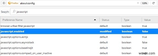 फ़ायरफ़ॉक्स में जावास्क्रिप्ट कैसे सक्षम करें? 