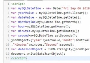 जावास्क्रिप्ट में MySQL DATETIME मान को JSON फॉर्मेट में कैसे बदलें? 