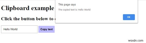 जावास्क्रिप्ट के साथ क्लिपबोर्ड पर टेक्स्ट कैसे कॉपी करें? 