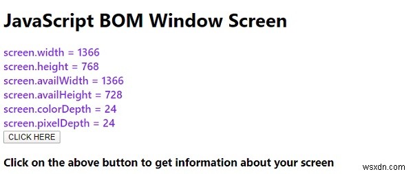 जावास्क्रिप्ट जावास्क्रिप्ट बीओएम विंडो स्क्रीन 