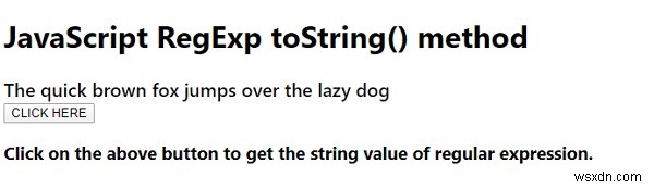 जावास्क्रिप्ट RegExp toString () विधि 