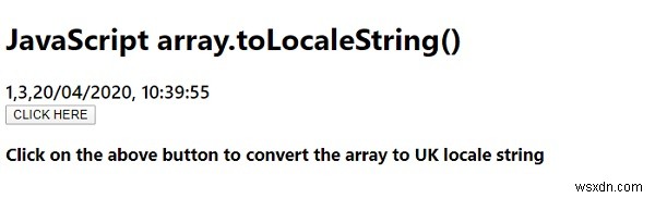 जावास्क्रिप्ट array.toLocaleString () फ़ंक्शन 