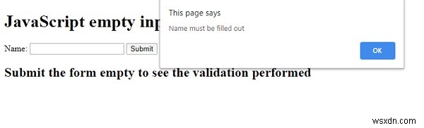 जावास्क्रिप्ट के साथ खाली इनपुट फ़ील्ड के लिए फॉर्म सत्यापन कैसे जोड़ें? 