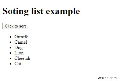 जावास्क्रिप्ट का उपयोग करके HTML सूची को कैसे क्रमबद्ध करें? 