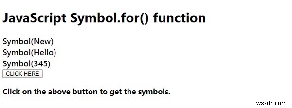 JavaScript Symbol.for() फ़ंक्शन 