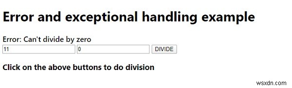 उदाहरण के साथ जावास्क्रिप्ट त्रुटि और असाधारण हैंडलिंग 