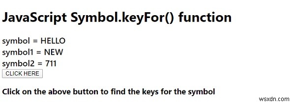 JavaScript Symbol.keyFor() फ़ंक्शन 