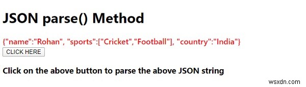 जावास्क्रिप्ट JSON पार्स () विधि 