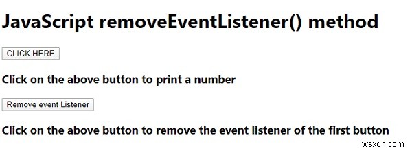 जावास्क्रिप्ट removeEventListener() विधि उदाहरणों के साथ 