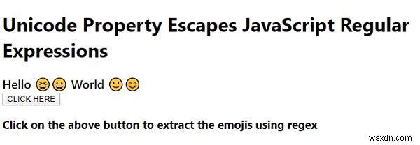 यूनिकोड संपत्ति जावास्क्रिप्ट रेगुलर एक्सप्रेशन से बच जाती है 