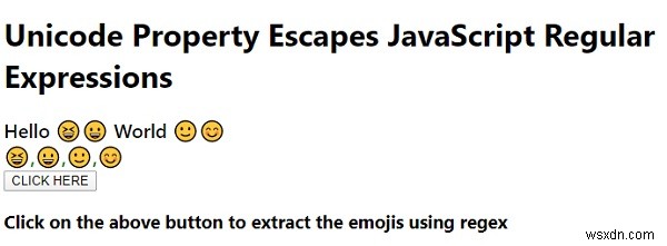 यूनिकोड संपत्ति जावास्क्रिप्ट रेगुलर एक्सप्रेशन से बच जाती है 