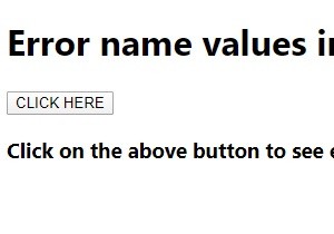 जावास्क्रिप्ट में एरर नेम वैल्यू को उदाहरण सहित समझाएं। 