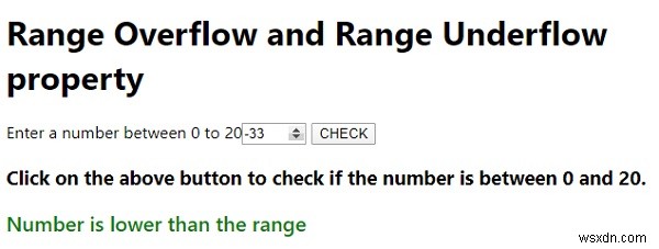 जावास्क्रिप्ट में रेंज ओवरफ्लो और रेंज अंडरफ्लो गुण। 