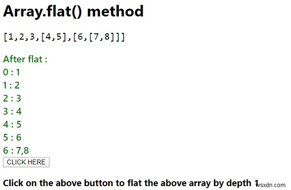 जावास्क्रिप्ट में Array.flat () विधि। 