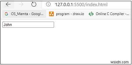 जावास्क्रिप्ट के साथ HTML में खोज बॉक्स में डिफ़ॉल्ट खोज टेक्स्ट जोड़ना? 