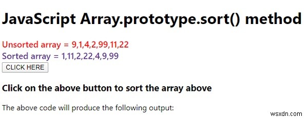 Array.prototype.sort() जावास्क्रिप्ट में। 