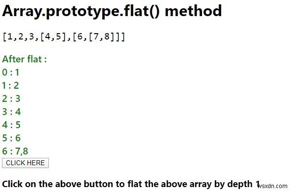 जावास्क्रिप्ट में Array.prototype.flat()। 