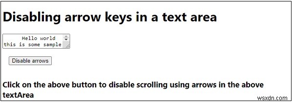 जावास्क्रिप्ट का उपयोग करके टेक्स्ट क्षेत्र में तीर कुंजी को अक्षम करना। 