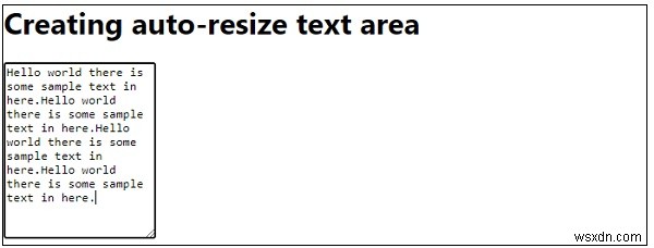 जावास्क्रिप्ट का उपयोग करके ऑटो-रिसाइज टेक्स्ट एरिया बनाना 