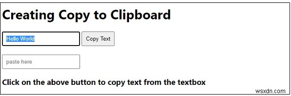 जावास्क्रिप्ट के साथ वेब पेज पर  कॉपी टू क्लिपबोर्ड  फीचर बनाना 