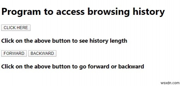 ब्राउज़िंग इतिहास तक पहुँचने के लिए जावास्क्रिप्ट प्रोग्राम 