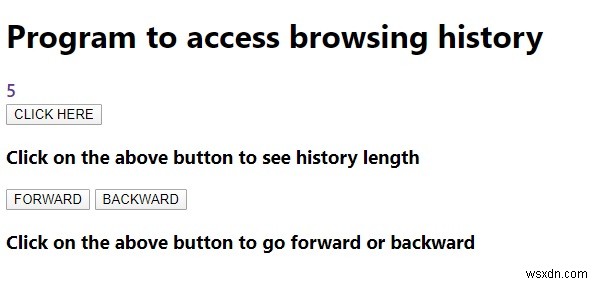 ब्राउज़िंग इतिहास तक पहुँचने के लिए जावास्क्रिप्ट प्रोग्राम 