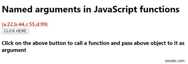 जावास्क्रिप्ट में नामित तर्क। 