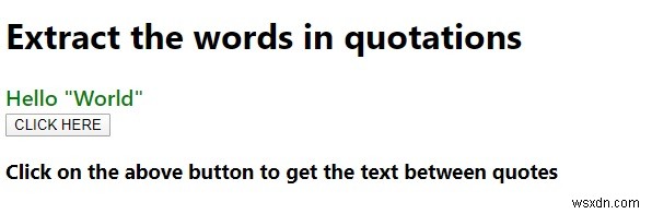उद्धरणों में शब्दों को निकालने के लिए जावास्क्रिप्ट कोड 