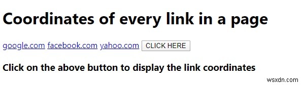 एक पृष्ठ में प्रत्येक लिंक के निर्देशांक खोजने के लिए जावास्क्रिप्ट कोड 